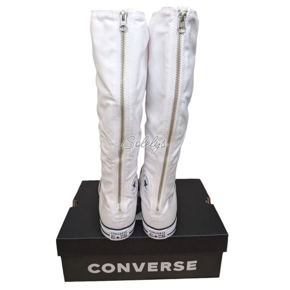 Converse CTAS XXHI Womens 10 White Purple Elastic Laced Knee High Sneaker Boot - Picture 3 of 9